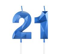 Candele blu reale per 21° compleanno, candela 3D numero 21 per torta, decorazioni per 21° compleanno per ragazzi e ragazze, candele decorazioni blu Torta Topper per feste Suppie