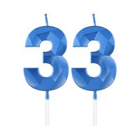 Candele blu reale per 33° compleanno, candela 3D numero 33 per torta, decorazioni per 33° compleanno per donne uomini, candele decorazioni blu Torta Topper per feste Suppie