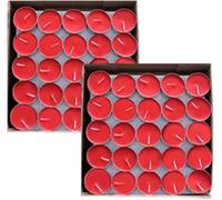 Candele Buddista Decor Meditazione Burro Chiarificato Non Profumato Lampade Tealight Tea Light per Chiese Altari Cerimonie Diwali, 100 PCS Red, 4 Hours