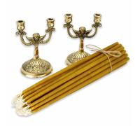 Candele chiesa ortodossa in pura cera d'api 20 pezzi (9") + 2 portacandele do...