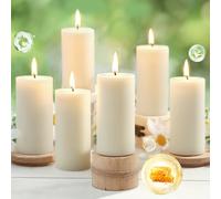 Candele cilindriche in cera d'api, 258 ore di durata, in pura cera d'api bianca, non profumate, per casa, preghiera, antigoccia, senza fumo, 100% cera d'api, 5 x 10 cm, confezione da 6