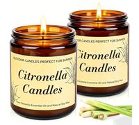 Candele Citronella per Esterni,Candela alla Citronella da 250 ore,Candele Citronella Esterno Set 2 pezzi,Regalo Citronella Candele con Cera di Soia Naturale per Giardino Campeggio,Picnic,Patio,Balcone