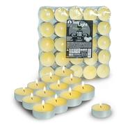 Candele Citronella Piccole, Candele Tea Light Piccole Profumate, Tonde, 100 Pezzi, Lumini Antizanzare con Coppetta in Alluminio, Antigoccia, Durata di 4 ore, Made in Italy