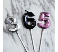 Candele colorate in metallo con numeri, decorazione per casa e ufficio 7,5,9,2,3,4,6,8,1,0Cera