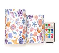 Candele colorate senza fiamma a forma di conchiglia, con telecomando e timer, funzionamento a batteria, candele a LED che cambiano colore, confezione da 2, per decorare la casa e le feste