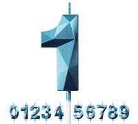 Candele Compleanno 0-9 Candela Numero 1 Decorazioni Torta Compleanno Candeline Compleanno Blu Candele per Feste Candelina 1 anno Bambini