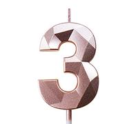 Candele Compleanno 0-9 Candela Numero 3 Decorazioni Torta Compleanno Candeline Compleanno Oro Rosa Candele per Feste Candelina 3 anni Bambina