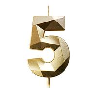 Candele Compleanno 0-9 Candela Numero 5 Decorazioni Torta Compleanno Candeline Compleanno Oro Candele per Feste Candelina 5 anni Bambini