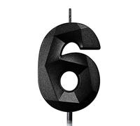 Candele Compleanno 0-9 Candela Numero 6 Decorazioni Torta Compleanno Candeline Compleanno Nere Candele per Feste Candelina 6 anni Bambini