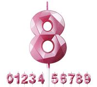Candele Compleanno 0-9 Candela Numero 8 Decorazioni Torta Compleanno Candeline Compleanno Rosa Candele per Feste Candelina 8 anni Bambina