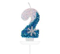 Candele Compleanno 2 Anno,3D Numero Candele,Frozen Blu Bianco Numero 2 Candele di Compleanno Candele Torta Decorazione, Adatto A Feste di Compleanno Festa Baby
