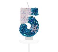 Candele Compleanno 5 Anno,3D Numero Candele,Frozen Blu Bianco Numero 5 Candele di Compleanno Candele Torta Decorazione, Adatto A Feste di Compleanno Festa Baby