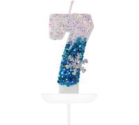 Candele Compleanno 7 Anno,3D Numero Candele,Frozen Blu Bianco Numero 7 Candele di Compleanno Candele Torta Decorazione, Adatto A Feste di Compleanno Festa Baby