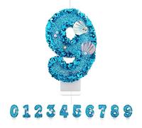 Candele Compleanno 9 Anno,3D a Sirena Candele, Numero 9 Candele di Compleanno Blu Candele Torta Decorazione, Adatto A Feste di Compleanno Festa Baby