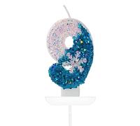 Candele Compleanno 9 Anno,3D Numero Candele,Frozen Blu Bianco Numero 9 Candele di Compleanno Candele Torta Decorazione, Adatto A Feste di Compleanno Festa Baby