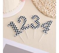 Candele Compleanno a Forma di Auto da Corsa, Bianche Nere Candele a Forma Bandiera Scacchi Decorazioni per Feste di Buon Compleanno per Bambini Tema Auto da Corsa Articoli Feste (Numero 4)