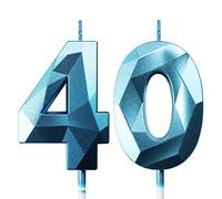 Candele Compleanno Candela Numero 40 Decorazioni Torta Compleanno Candeline Compleanno Blu Candele per Feste Candelina 40 anni Donna Uomo