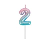 Candele Compleanno Numeri 2 Bambina Donna Candele Compleannoil rosa sfuma nell'azzurro.