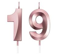 Candele Compleanno Oro Rosa, FAINCA Candeline Compleanno Numero 19, Candeline Alta Qualità Adatto Feste di Compleanno, Feste di Anniversario di Matrimonio