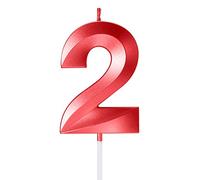 Candele con 2 numeri rossi metallizzati, decorazione per torta di compleanno