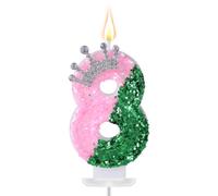Candele con Numeri di Compleanno, Candele con Numeri a Corona Rosa e Verde Decorazioni Creative per Torte Rosa Verdi per Compleanni Matrimoni e Anniversari (Numero 8)