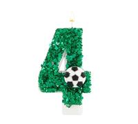 Candele con Numeri di Compleanno, Verde Candelina Compleanno Calcio con Paillettes Lucide Candele con Numero Topper per Torta di Calcio per Feste di Compleanno Anniversari (Numero 4)