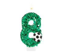 Candele con Numeri di Compleanno, Verde Candelina Compleanno Calcio con Paillettes Lucide Candele con Numero Topper per Torta di Calcio per Feste di Compleanno Anniversari (Numero 8)