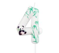 Candele con numero di buon compleanno, decorazioni per torte di compleanno per bambini, colore bianco e verde, con simpatico panda numero 4, candele di compleanno per ragazze e ragazzi, forniture per