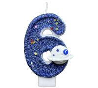 Candele con numero di compleanno, set di candele per torta blu, decorazione per feste a tema spaziale, candele di cera dal design del pianeta, simpatiche decorazioni per bambini e adulti, con