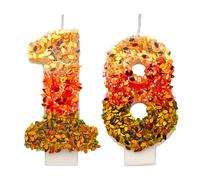 Candele con paillette numero 18, candele multicolore per torta di compleanno dei 18 anni, topper per torta di compleanno luccicante fatto a mano - Perfetto per feste di compleanno a tema