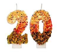 Candele con paillettes numero 20, candele multicolore per torta di 20° compleanno, topper per torta di compleanno glitterato fatto a mano - Perfetto per feste a tema di compleanno