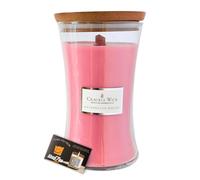 Candele con stoppino a clessidra, candela profumata in legno con stoppino scoppiettante (brezza anguria, grande)