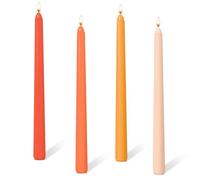 Candele coniche da 25,4 cm, set di 4 candele a gradiente arancione affusolate, candele lunghe non profumate senza gocciolamenti per cena, candele da tavolo per cena, matrimonio, Natale, Halloween