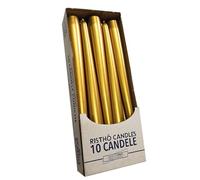 10 Candele coniche Cereria Di Giorgio Ø 2,2 cm h. 25 cm - Candele decorative per la casa - Colore Oro - Durata 7 ore - Inodore - Cera vegana naturale - Made in Italy