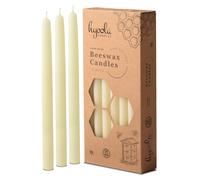 Candele coniche in cera d'api Hyoola da 10"""" - Confezione da 12 - Candele in cera d'api pura, naturale al 100%, fatte a mano, senza profumo - Bia