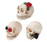 Candele Cranio per Lumini a LED,3 Pezzi Halloween Lampada a Forma di Teschio con Luci da tè a Batteria,Candela Luminosa Senza Fiamma Realistica Elettrica Modello,per Feste Casa Decorazioni