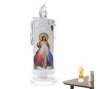 Candele da preghiera senza fiamma, lumino a LED Christ | Lampada a colonna LED senza fiamma alimentata a batteria | Decorativo, creativo, decorazione della chiesa, lume di candela per il davanzale del