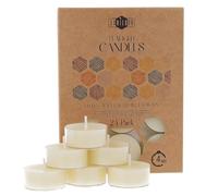 Candele Decorative in Cera d'Api - Candele Naturali, Piccole Rotonde con Stoppini in Cotone - Durata: 4 Ore - Set di 24 Candele Cera D'api Naturale - Porta Candela in Plastica Riciclata - Danilovo