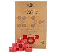Candele Decorative in Cera d'Api - Candele Naturali, Piccole Rotonde con Stoppini in Cotone - Durata: 4 Ore - Set di 48 Candele Cera D'api Naturale - Porta Candela in Plastica Riciclata - Danilovo