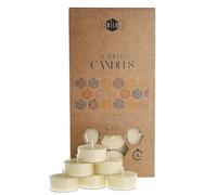 Candele Decorative in Cera d'Api - Candele Naturali, Piccole Rotonde con Stoppini in Cotone - Durata: 4 Ore - Set di 36 Candele Cera D'api Naturale - Porta Candela in Plastica Riciclata - Danilovo
