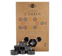 Candele Decorative in Cera d'Api - Candele Naturali, Piccole Rotonde con Stoppini in Cotone - Durata: 4 Ore - Set di 48 Candele Cera D'api Naturale - Porta Candela in Plastica Riciclata - Danilovo