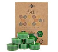 Candele Decorative in Cera d'Api - Candele Naturali, Piccole Rotonde con Stoppini in Cotone - Durata: 4 Ore - Set di 24 Candele Cera D'api Naturale - Porta Candela in Plastica Riciclata - Danilovo