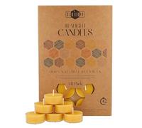 Candele Decorative in Cera d'Api - Candele Naturali, Piccole Rotonde con Stoppini in Cotone - Durata: 4 Ore - Set di 48 Candele Cera D'api Naturale - Porta Candela in Plastica Riciclata - Danilovo