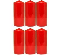 Candele decorative rosse, senza odore, grandi, XXL, 150 x 90 mm, confezione da 6 pezzi, veloni igienici, candela, blocco stampa, lunga durata e aroma delicato, 55-60 ore, decorazione con candele