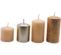 Candele dell'Avvento, candele a pilastro, candele a corona dell'Avvento, candele da tavolo, candele da tavola in cappuccino beige e bronzo glitter, contenuto della confezione: 4 pezzi, a gradini da 5