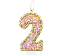 Candele di 2 ° compleanno di macaron oro per torta, glitter numero 2 candela per ragazze, decorazioni per il 2° compleanno, candela oro macaron,2 decorazioni per torte per ragazze e ragazzi