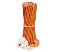 Candele di cera d'api, 50 pezzi, lunghezza 20,5 cm, diametro 6,6 mm, durata 80 min, naturale, senza gocciolamento, senza fumo, qualità Chiesa sottile, in cera d'api №60