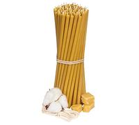 Candele di cera d'api: 50 pezzi, lunghezza 20,5 cm, diametro 6,6 mm, durata 80 min; naturali, antigoccia, senza fumo, chiese sottile, qualità di cera d'api Nr. 60