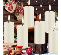 Candele di cera d'api naturali, 100% pura cera d'api - 258 ore di durata, inodore per casa, preghiera, candele biologiche senza fumo, 5 x 10 cm, 6 pezzi (avorio)