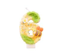 Candele di Compleanno a fiore 6, Candela di Compleanno Decorata con Miele, Decorazioni per il Compleanno per Ragazze, Candele di Compleanno Glitterate Gialle, Candele per Torta di Miele per Ragazze